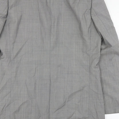Bogart Mens Grey Plaid Wool Jacket Suit Jacket Size L