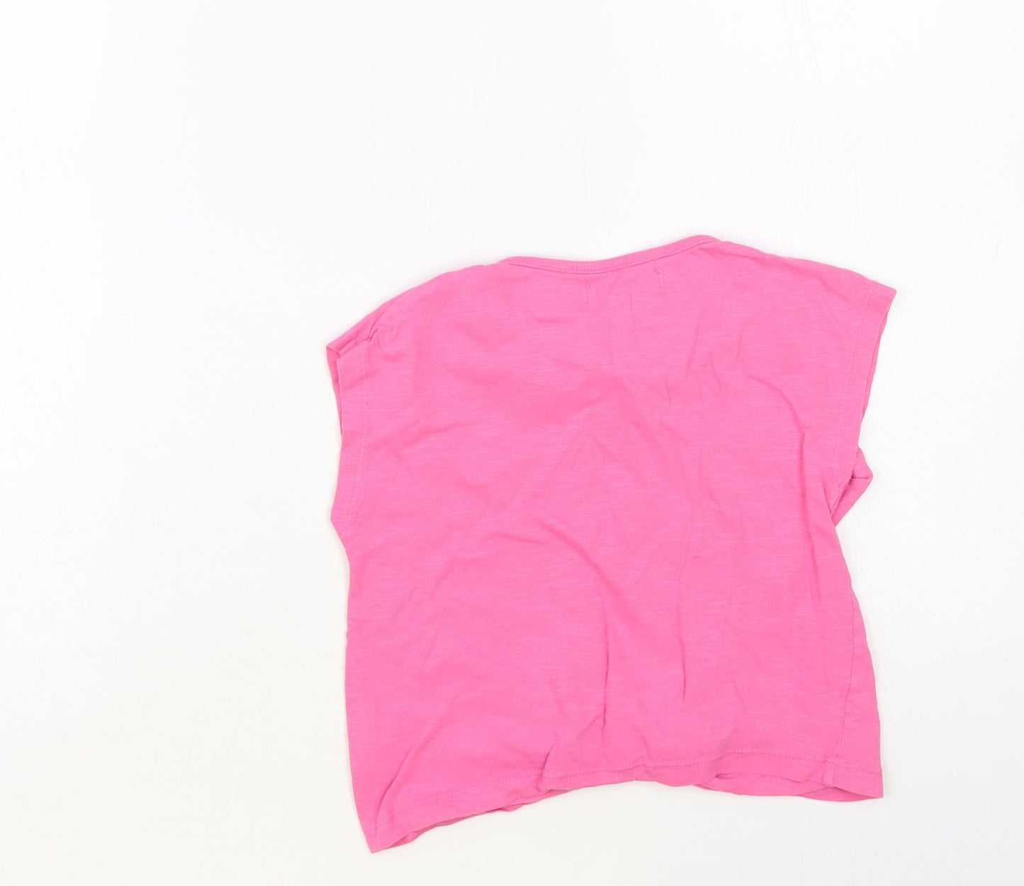 Leigh Tucker Willow Girls Pink Cotton Basic T-Shirt Size 5-6 Years Crew Neck Pullover - Knot