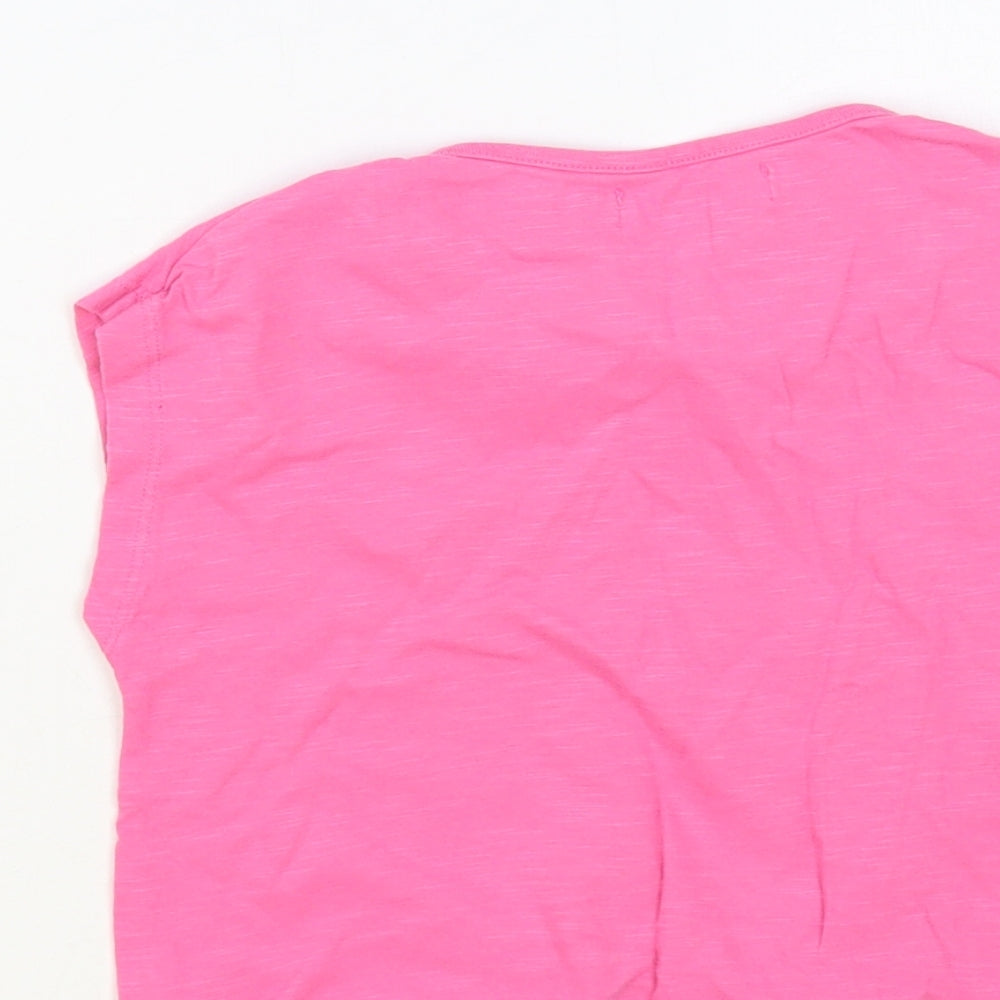 Leigh Tucker Willow Girls Pink Cotton Basic T-Shirt Size 5-6 Years Crew Neck Pullover - Knot