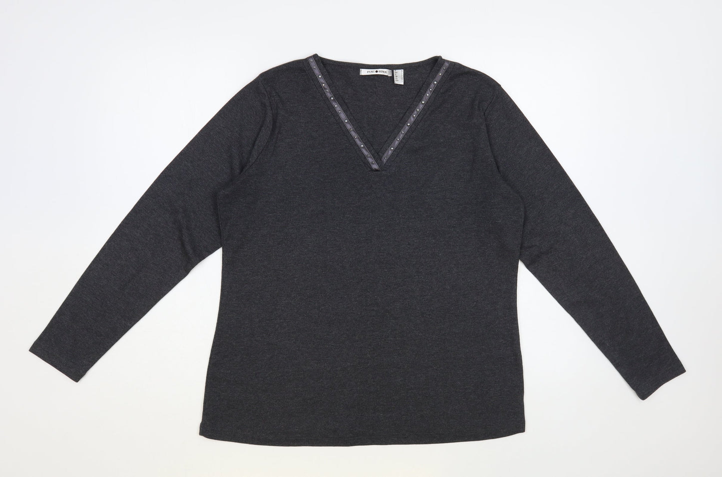 Womens UK Size L Punt Roma Grey Basic T-Shirt
