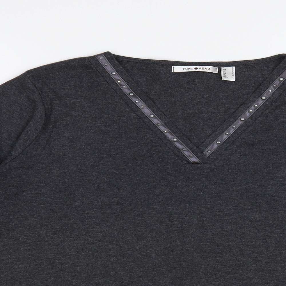 Womens UK Size L Punt Roma Grey Basic T-Shirt