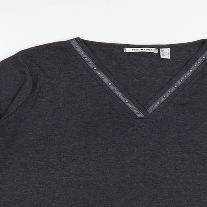 Womens UK Size L Punt Roma Grey Basic T-Shirt