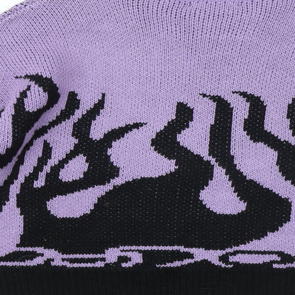 SheIn Womens Purple Round Neck Geometric Acrylic Pullover Jumper Size S - Flame