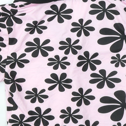 SheIn Womens Pink Geometric Polyester Basic Polo Size XS Collared