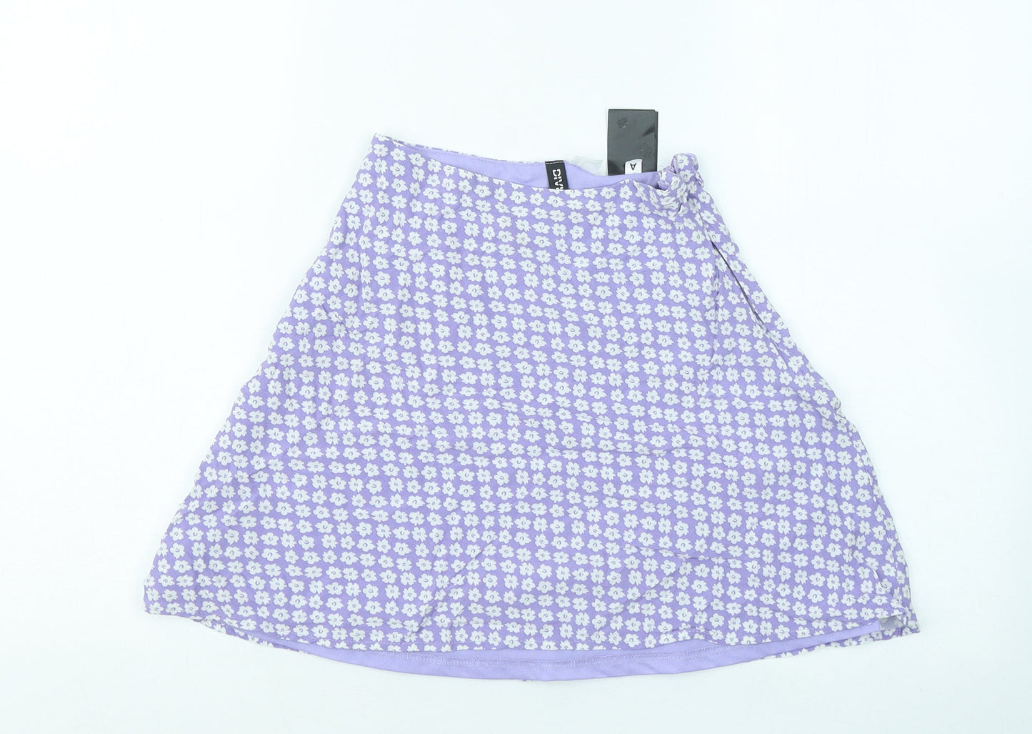 Divided by H&M Womens Purple Floral Polyester A-Line Skirt Size 6 Zip