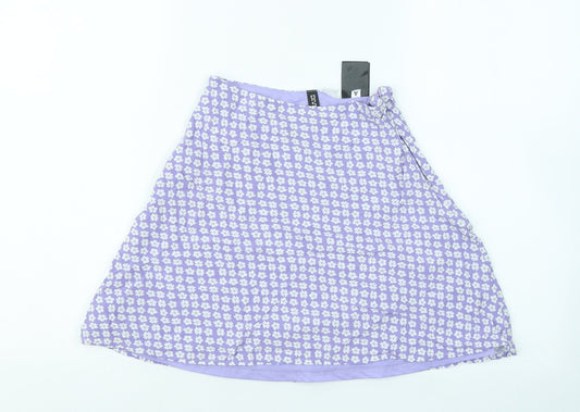 Divided by H&M Womens Purple Floral Polyester A-Line Skirt Size 6 Zip