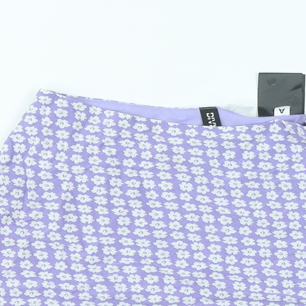 Divided by H&M Womens Purple Floral Polyester A-Line Skirt Size 6 Zip