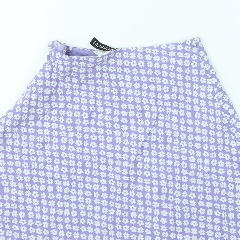 Divided by H&M Womens Purple Floral Polyester A-Line Skirt Size 6 Zip