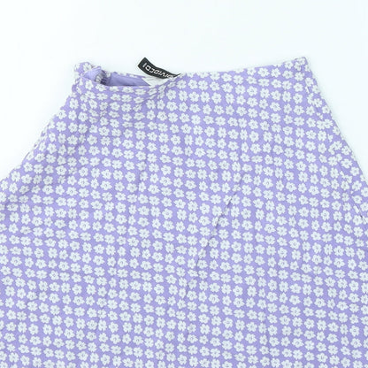 Divided by H&M Womens Purple Floral Polyester A-Line Skirt Size 6 Zip