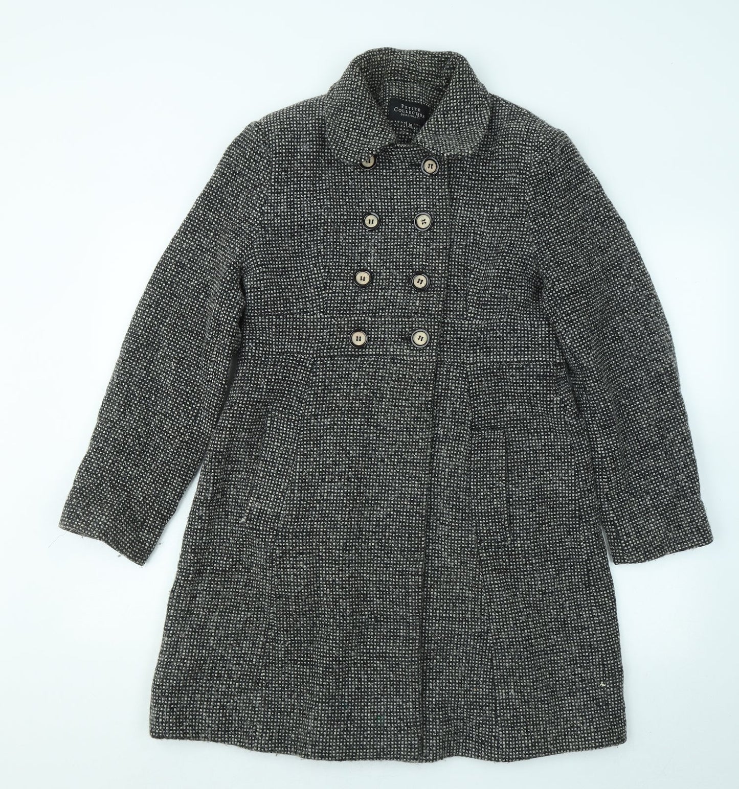 Womens UK Size 10 Debenhams Black Overcoat