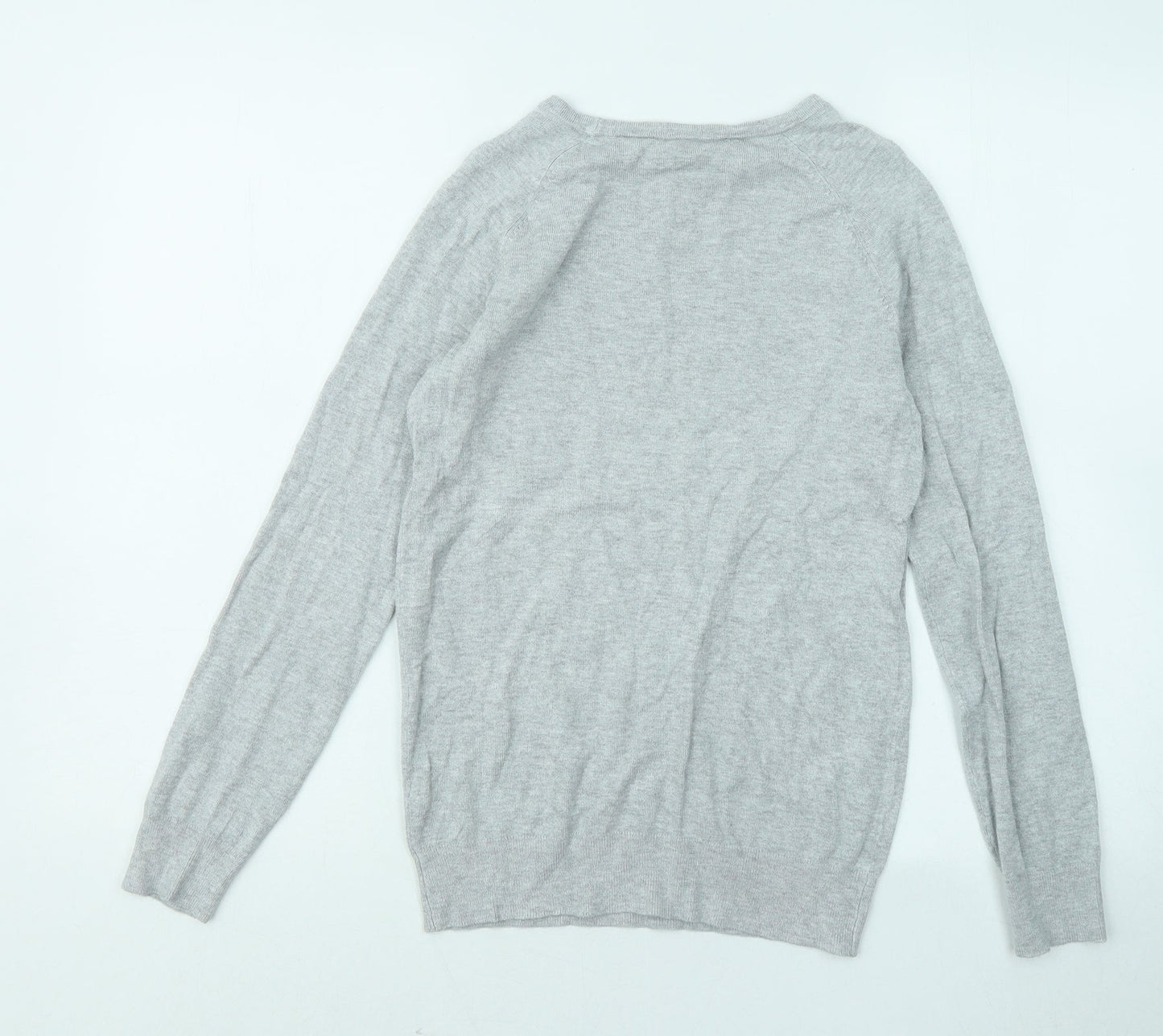 Dunnes Stores Womens Grey Round Neck Viscose Pullover Jumper Size XS
