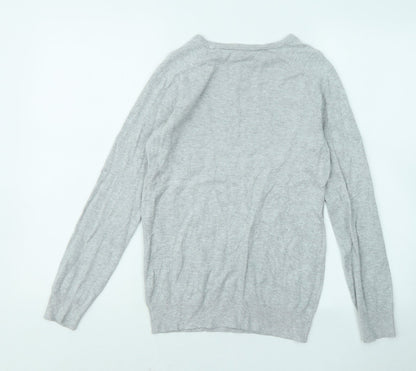 Dunnes Stores Womens Grey Round Neck Viscose Pullover Jumper Size XS
