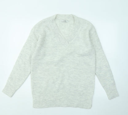 George Womens Gold V-Neck Polyester Pullover Jumper Size 8