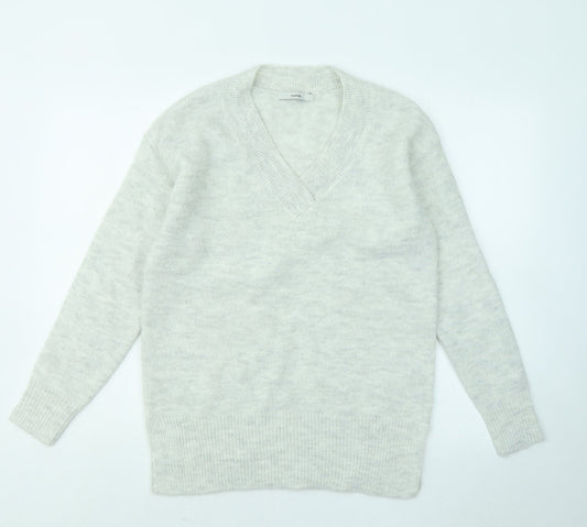 George Womens Gold V-Neck Polyester Pullover Jumper Size 8