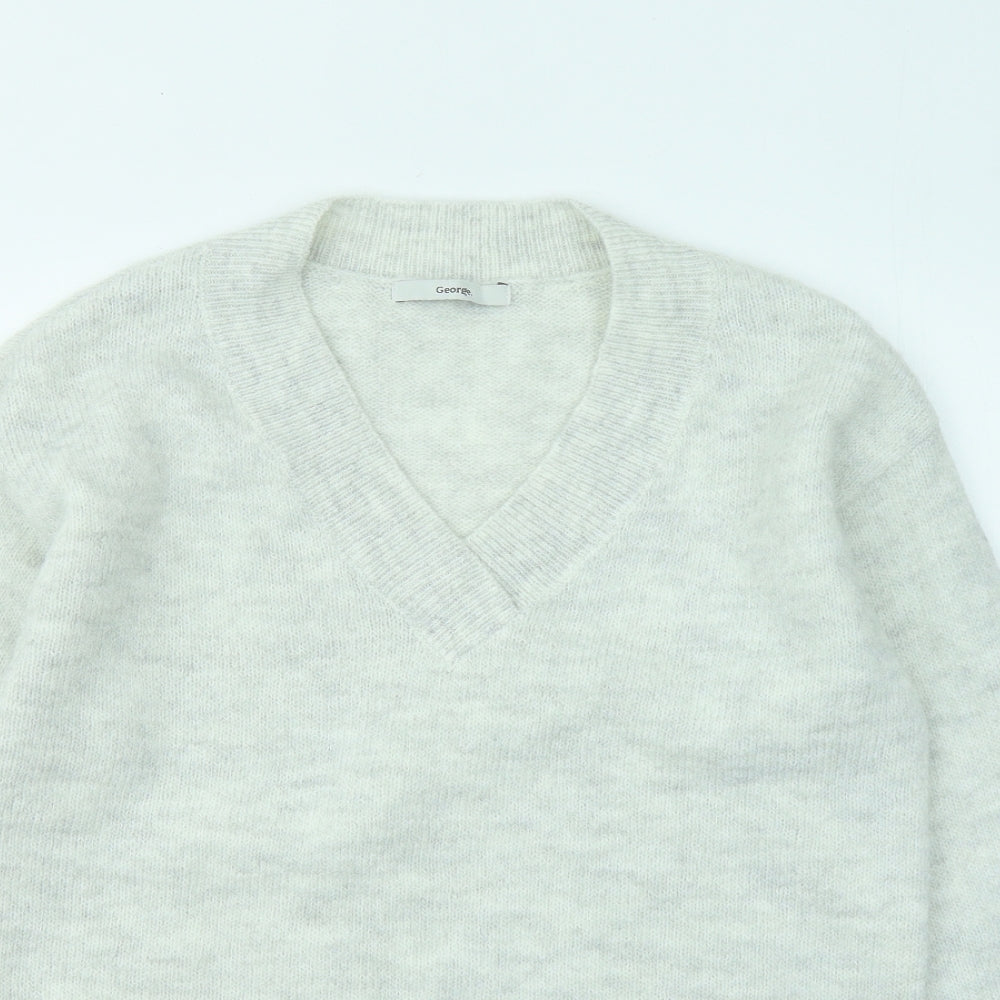 George Womens Gold V-Neck Polyester Pullover Jumper Size 8