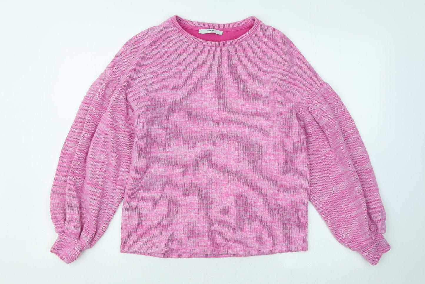 George Womens Pink Round Neck Cotton Pullover Jumper Size 8