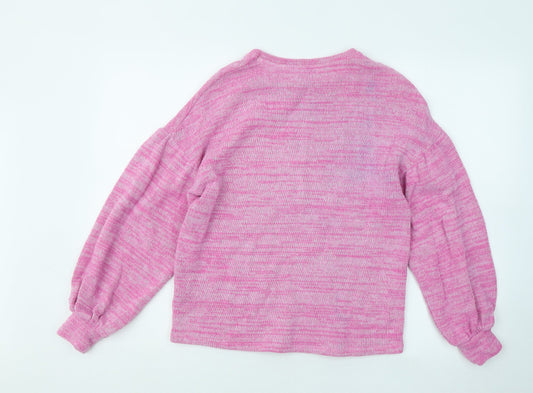 George Womens Pink Round Neck Cotton Pullover Jumper Size 8