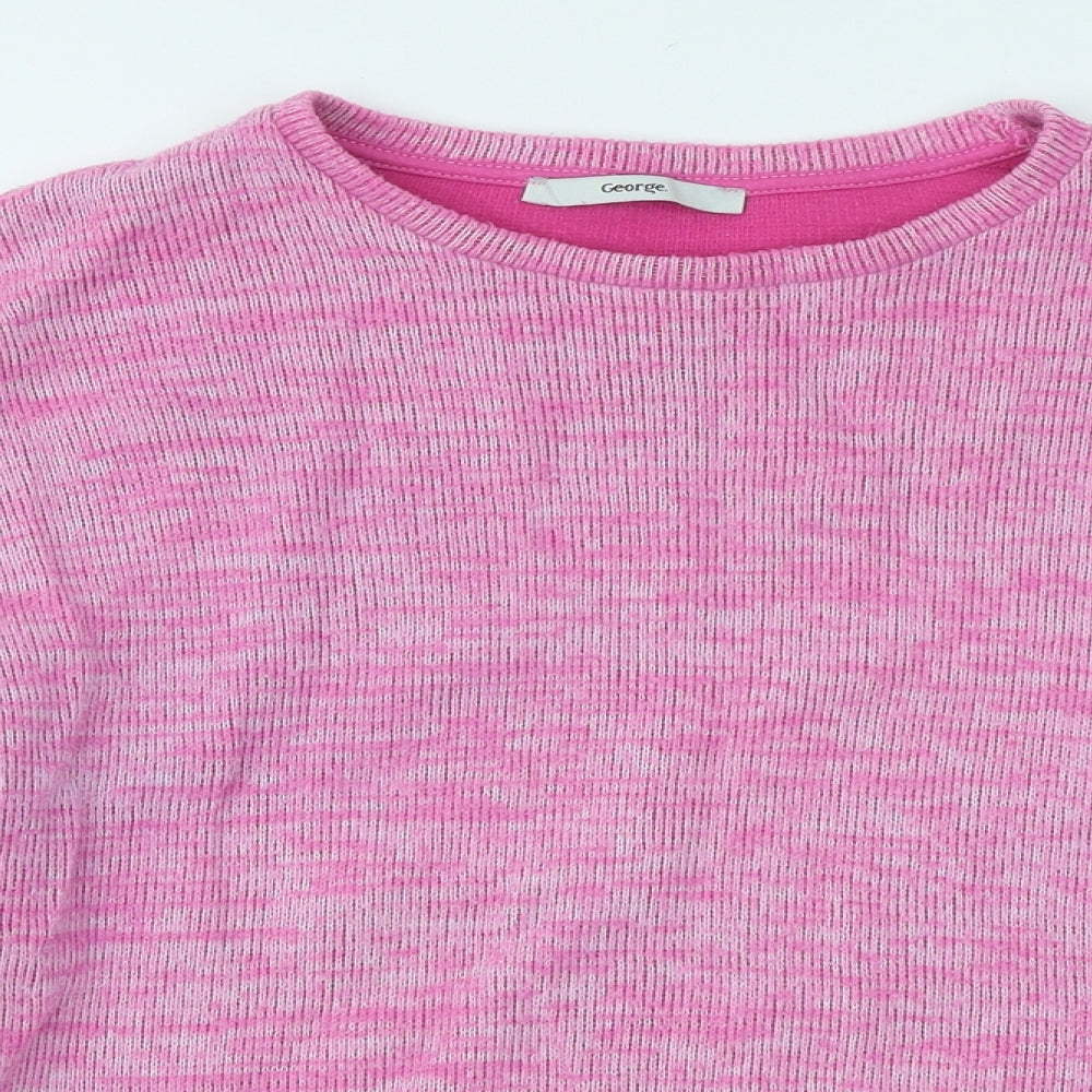 George Womens Pink Round Neck Cotton Pullover Jumper Size 8