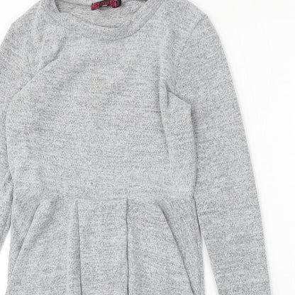 Missi London Womens Grey Polyester Jumper Dress Size S Round Neck