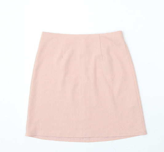 New Look Womens Pink Polyester A-Line Skirt Size 8 Zip