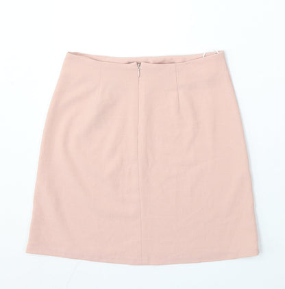 New Look Womens Pink Polyester A-Line Skirt Size 8 Zip