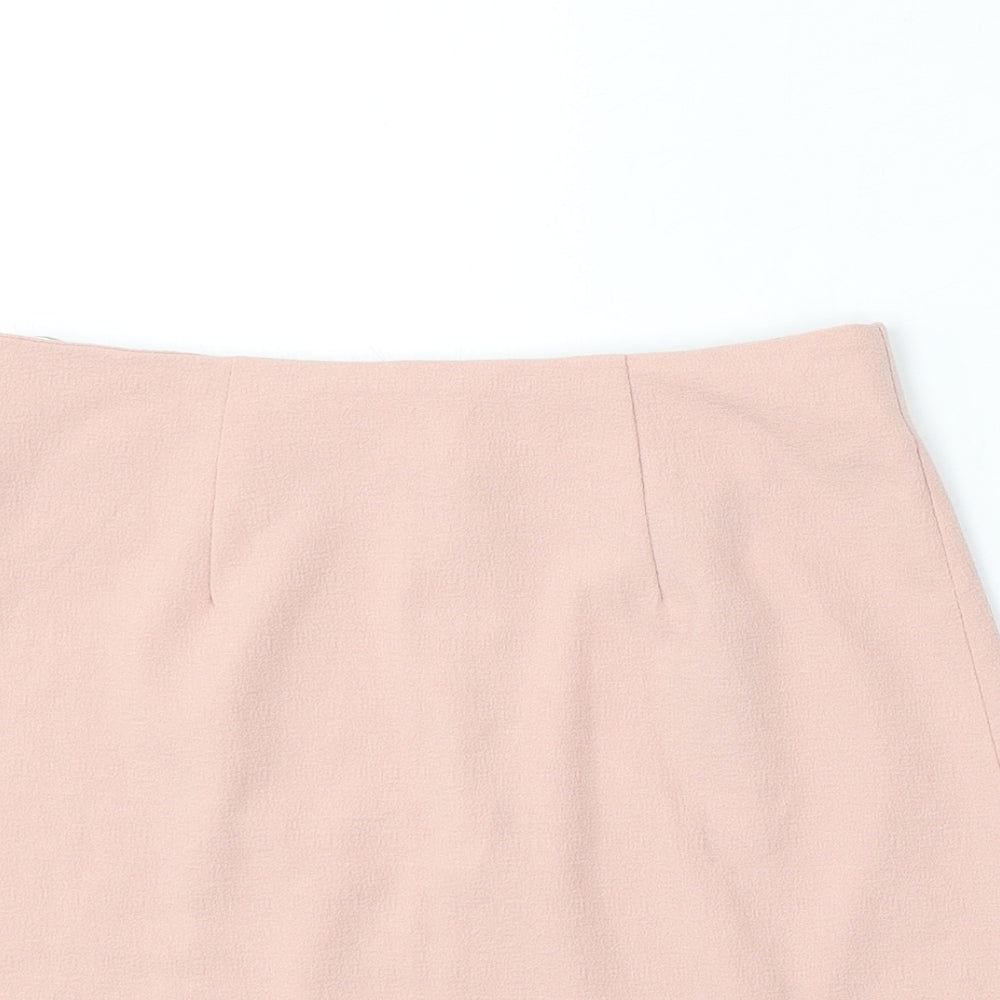New Look Womens Pink Polyester A-Line Skirt Size 8 Zip