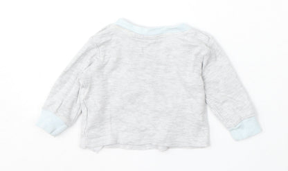 Pure Baby Boys Grey Cotton Pullover Jumper Size 0-3 Months Snap - Elephant Dream Big