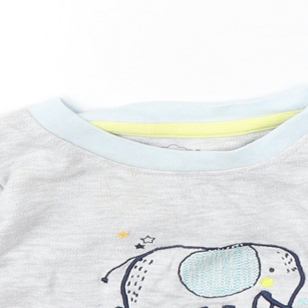 Pure Baby Boys Grey Cotton Pullover Jumper Size 0-3 Months Snap - Elephant Dream Big