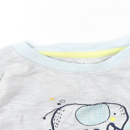 Pure Baby Boys Grey Cotton Pullover Jumper Size 0-3 Months Snap - Elephant Dream Big