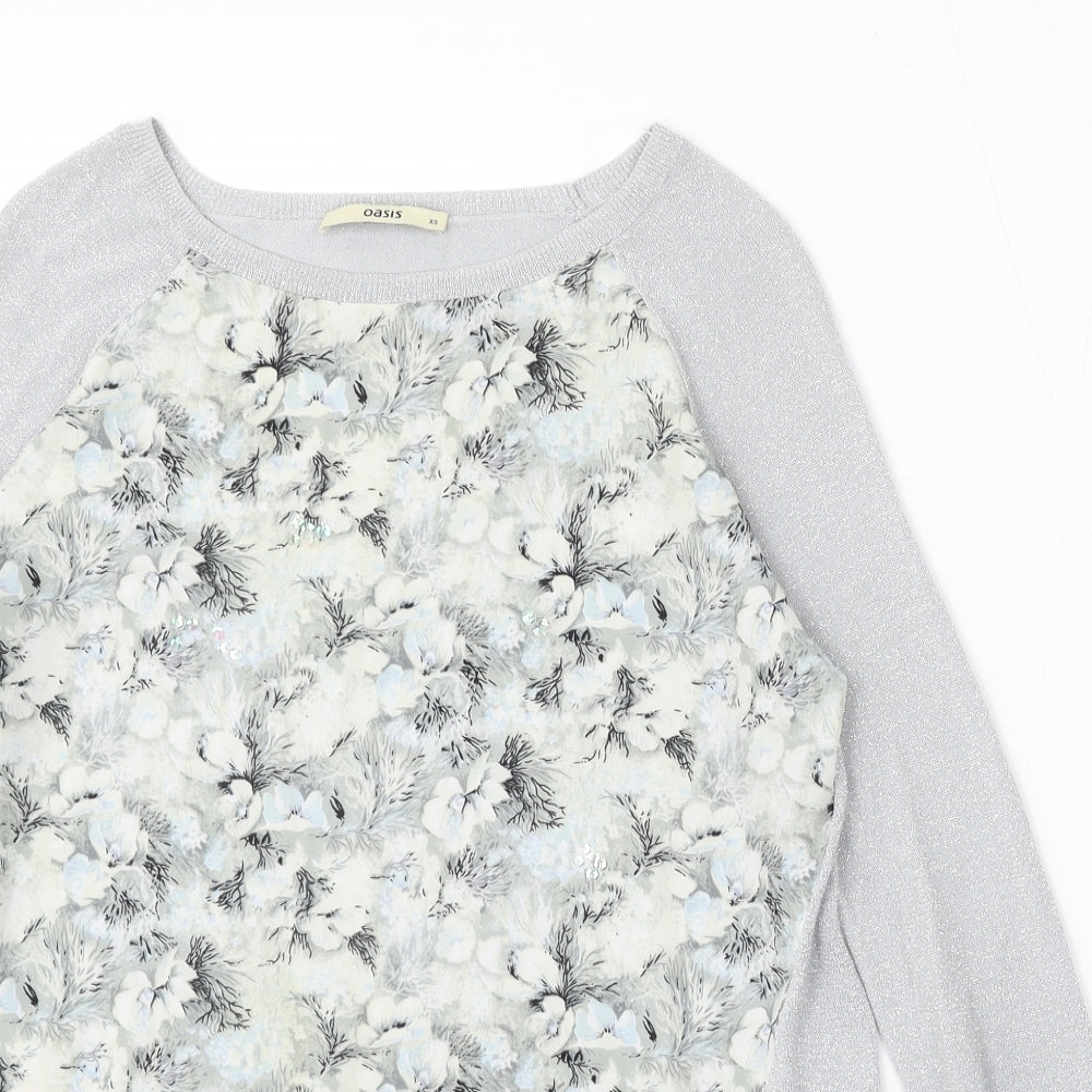 Womens UK Size XS Oasis Silver Pullover Jumper