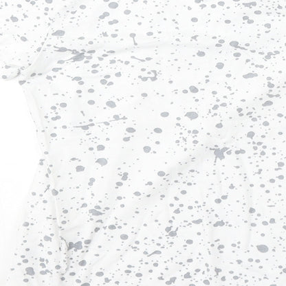 Pep&Co Boys White Geometric Cotton Basic T-Shirt Size 7-8 Years Round Neck - Paint Splatter, New Generation