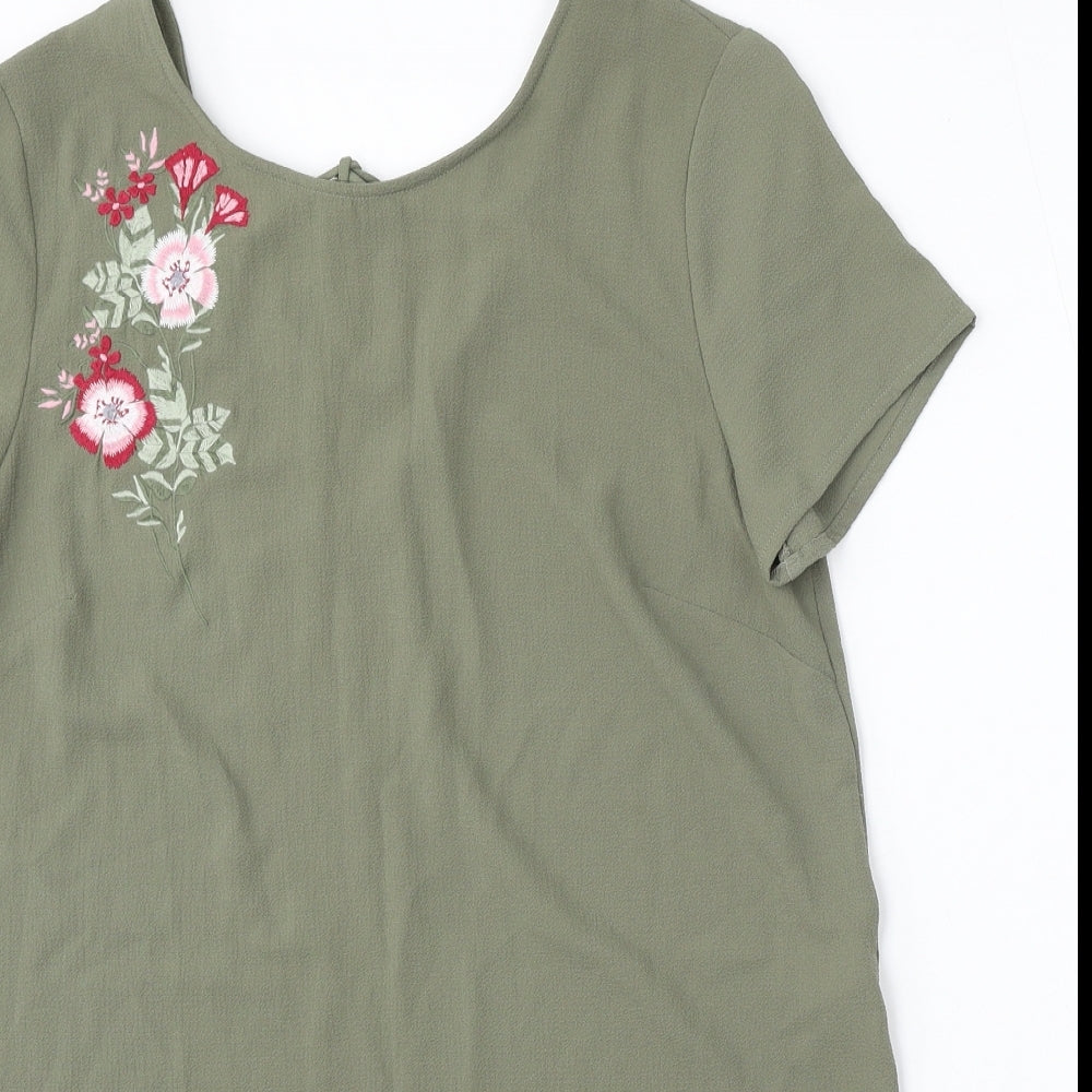 Womens UK Size 10 New Look Green Basic Blouse