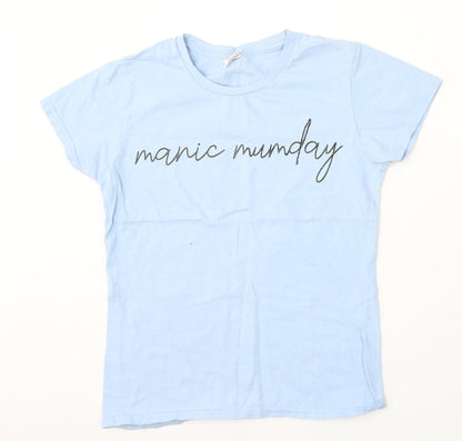 Womens UK Size S Preworn Blue Basic T-Shirt