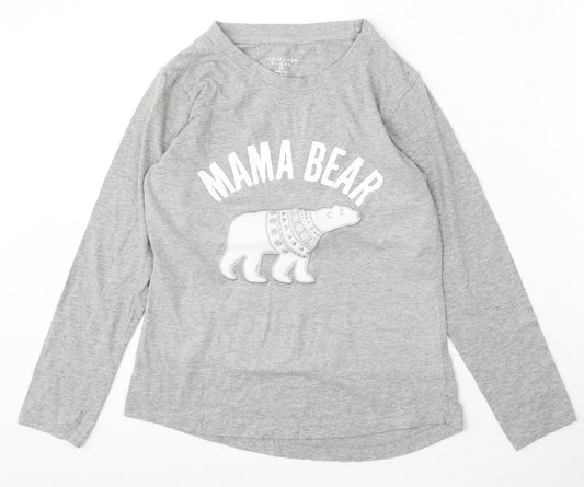 Primark Womens Grey Cotton Basic T-Shirt Size 6 Round Neck - Mama Bear