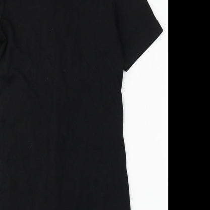 H&M Womens Black Polyester Bodycon Size M Round Neck Zip