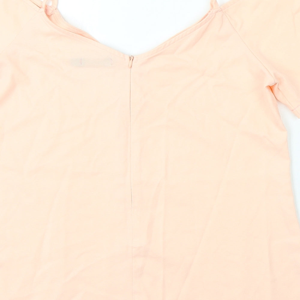 Boohoo Womens Pink Viscose Basic Blouse Size 10 V-Neck