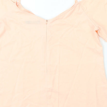 Boohoo Womens Pink Viscose Basic Blouse Size 10 V-Neck