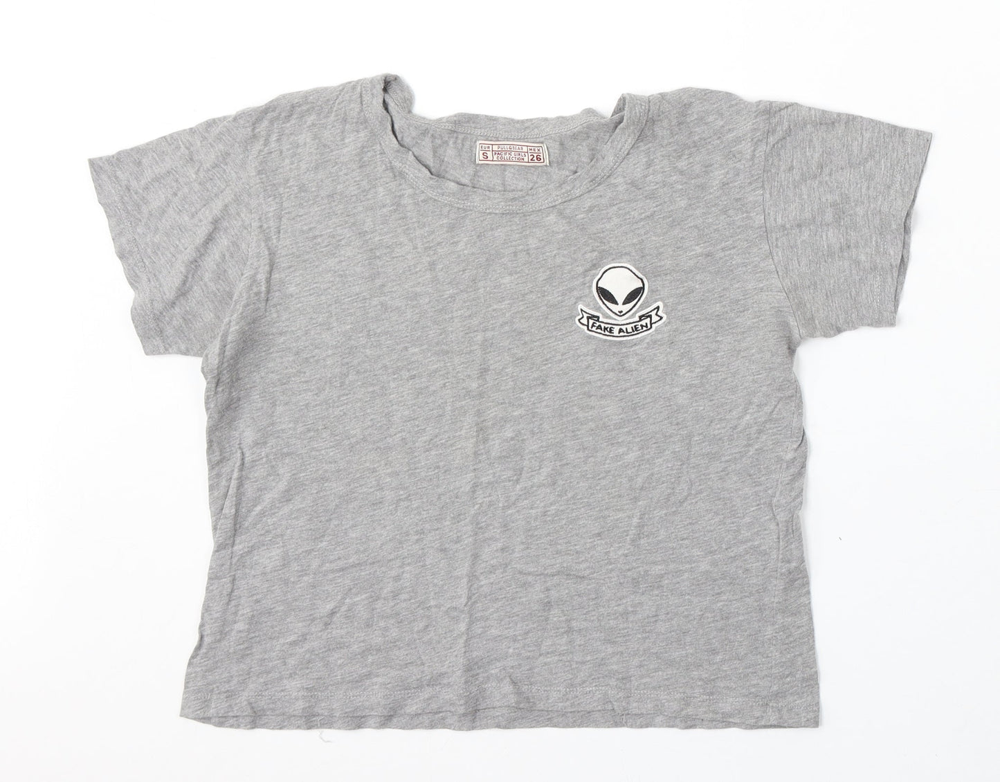 Womens UK Size S Pull&Bear Grey Basic T-Shirt