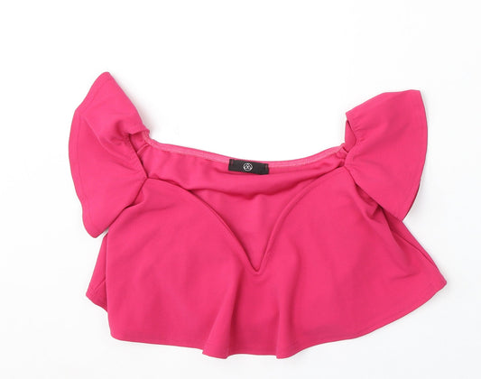 Womens UK Size 8 Missguided Pink Cropped Blouse