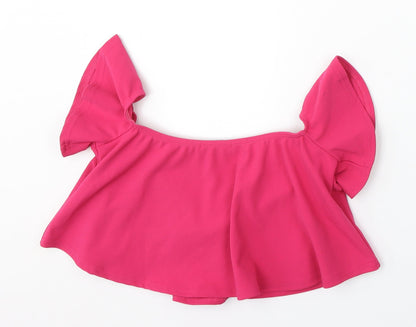 Womens UK Size 8 Missguided Pink Cropped Blouse
