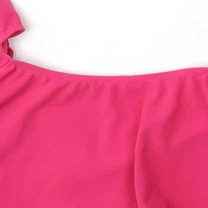 Womens UK Size 8 Missguided Pink Cropped Blouse