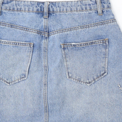 Womens UK Size 8 Denim & Co. A-Line Denim Skirt