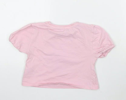 Dunnes Stores Girls Pink Cotton Basic T-Shirt Size 4-5 Years Round Neck - Free Spirit