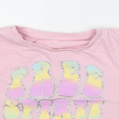 Dunnes Stores Girls Pink Cotton Basic T-Shirt Size 4-5 Years Round Neck - Free Spirit