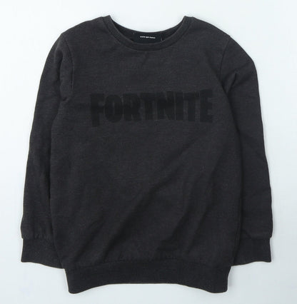 Preworn Boys Grey Cotton Pullover Sweatshirt Size 7 Years Pullover - FORTNITE