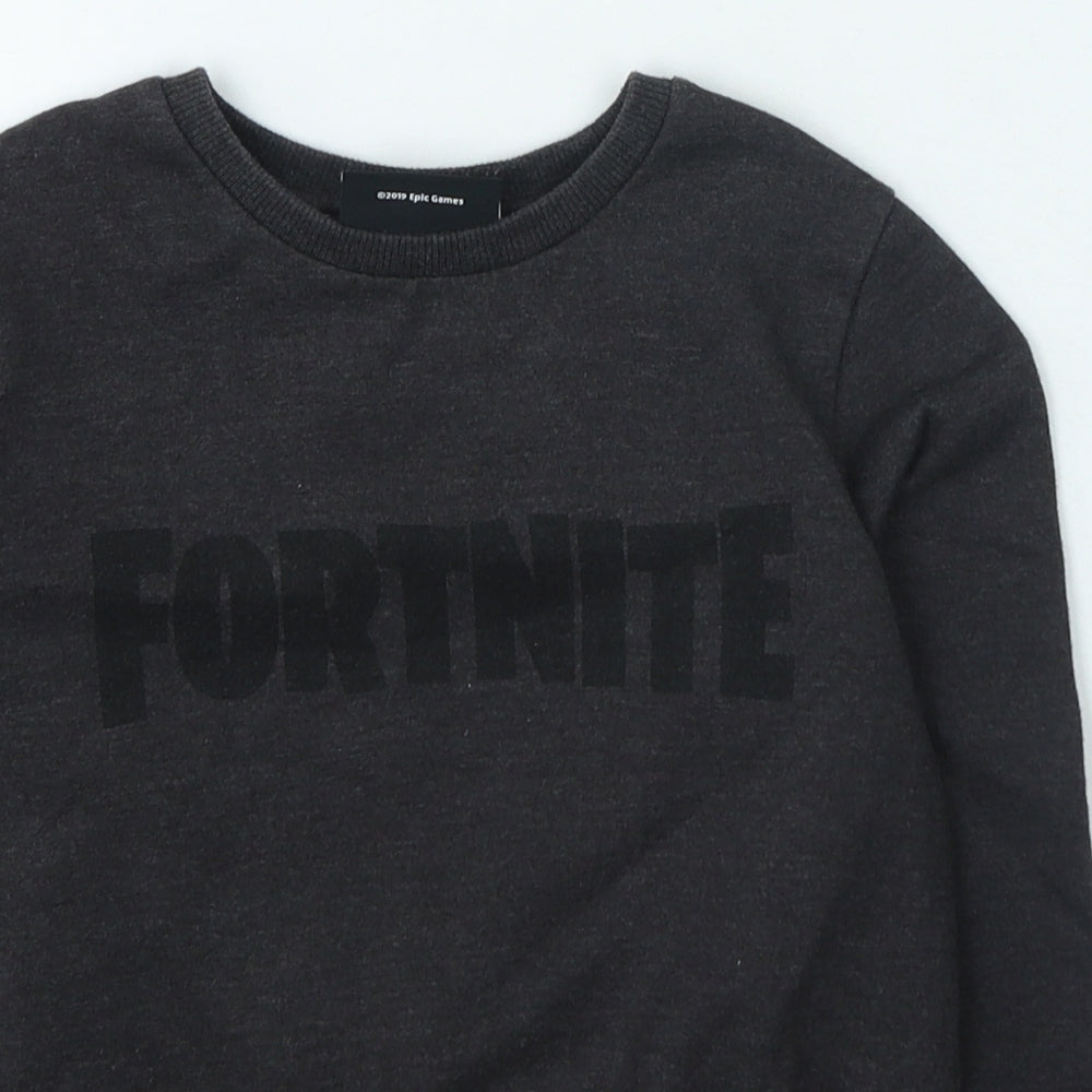 Preworn Boys Grey Cotton Pullover Sweatshirt Size 7 Years Pullover - FORTNITE