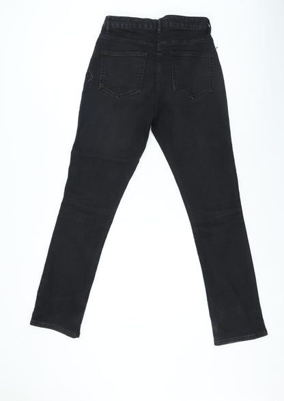 Debenhams Womens Black Cotton Straight Jeans Size 10 L25 in Regular Zip