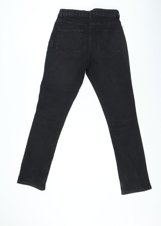 Debenhams Womens Black Cotton Straight Jeans Size 10 L25 in Regular Zip