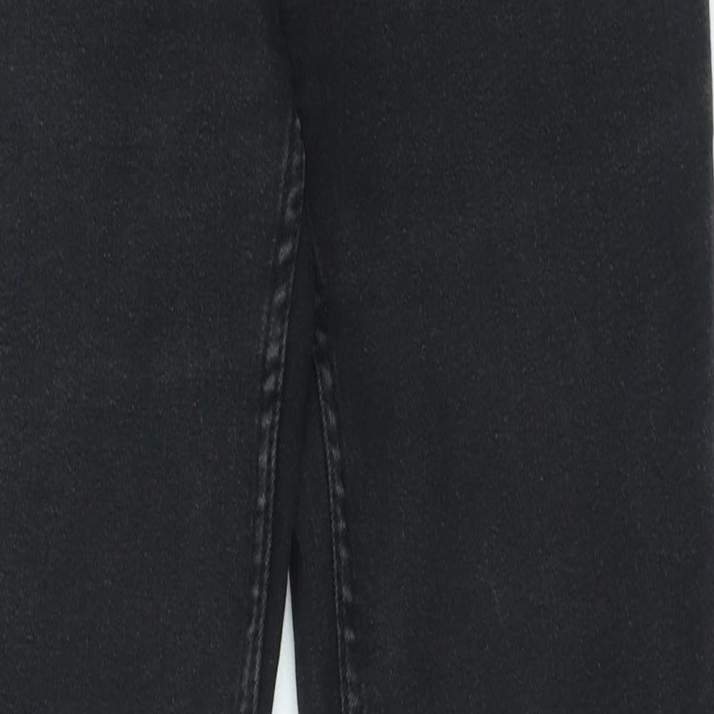 Debenhams Womens Black Cotton Straight Jeans Size 10 L25 in Regular Zip
