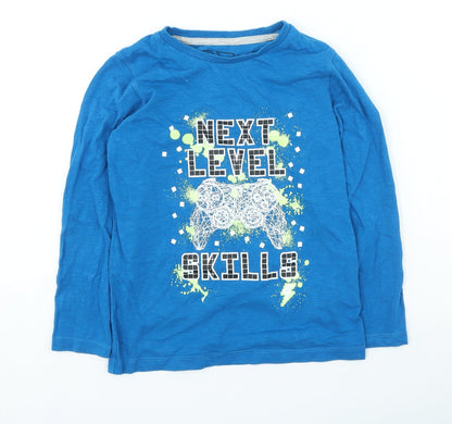urban dept Boys Blue Geometric Cotton Basic Casual Size 7 Years Round Neck Pullover - Next Level Skills